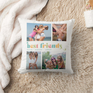 Best Friends Photo Collage Colorful Retro Kussen