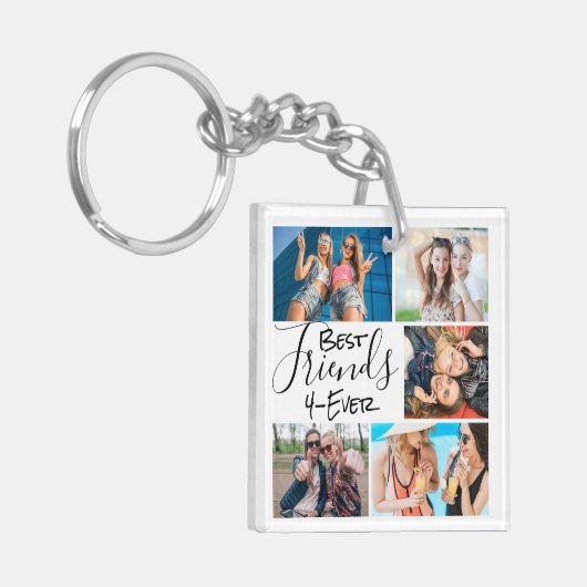 Best Friends Photo Collage Cute Script Sleutelhanger (Voorkant Links)