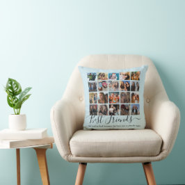 Best Friends Photo Collage Pastel Blue Kussen
