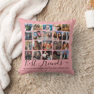 Best Friends Photo Collage Pink Kussen