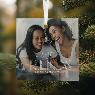 Best Friends Photo Glass Ornament