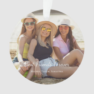 Best Friends Photo Names Metal Ornament