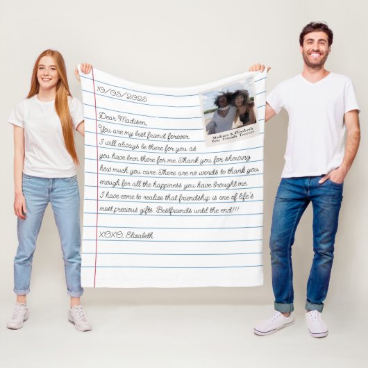 Best Friends Photo Personated Letter Message Fle Fleece Deken (In situ)