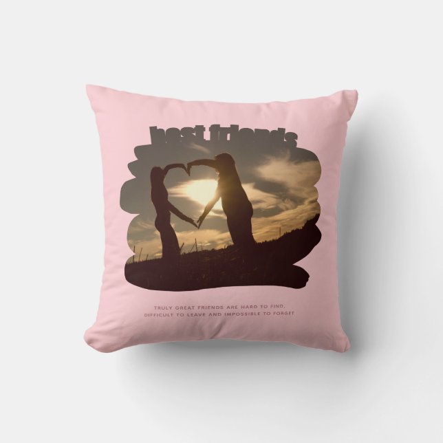 Best Friends Photo Quote BFF Besties Gezegde Cutou Kussen (Voorkant)
