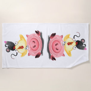 Best Friends Piggy Chick en Mouse Beach Towel Strandlaken