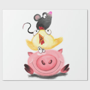 Best Friends Piggy Chick en Mouse - Cartoon  Cadeaupapier