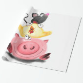 Best Friends Piggy Chick en Mouse - Cartoon  Cadeaupapier (Uitgerold)