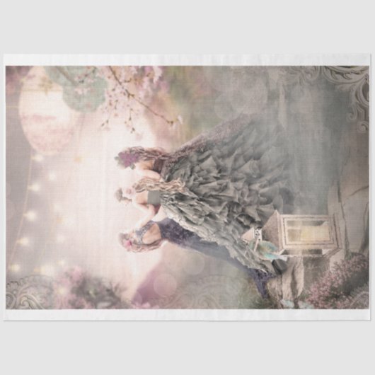 Best Friends Portret Elegant Floral Bird Tissuepapier (Voorkant)