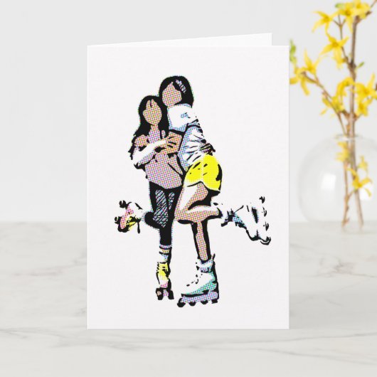 Best Friends Roller Schaats Comic Book Kaart (Gele Bloem)