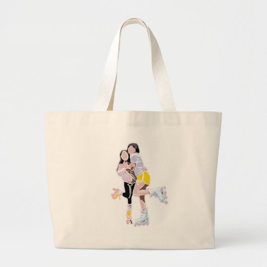 Best Friends Roller Schaats Grote Tote Bag (Voorkant)