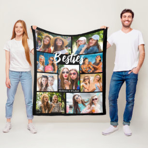 Best Friends Script BESTIES 9 Fotocollage Namen Fleece Deken