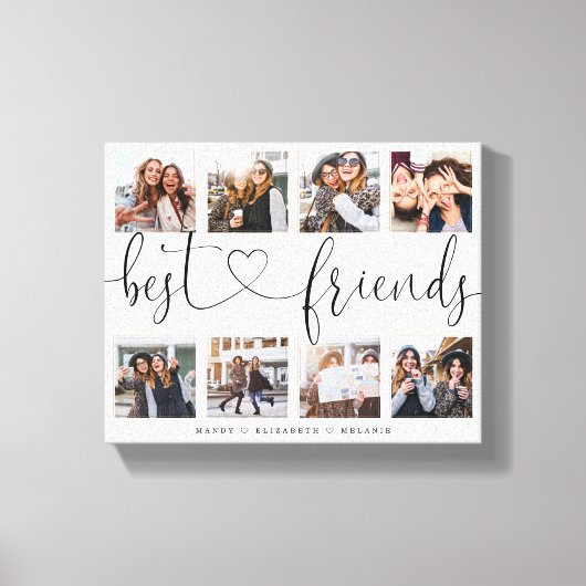 Best Friends Script Gift for Friends Photo Collage Canvas Afdruk (Voorkant)