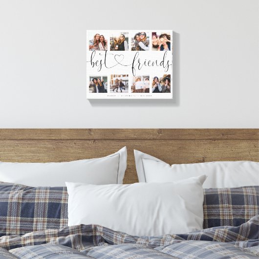Best Friends Script Gift for Friends Photo Collage Canvas Afdruk (Insitu (Slaapkamer))