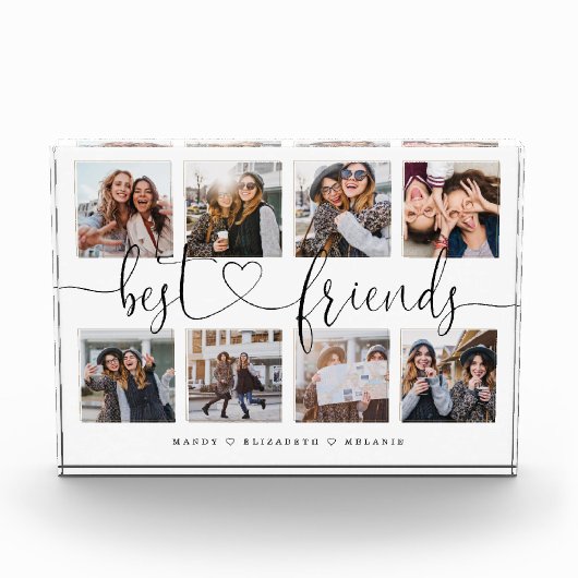 Best Friends Script Gift for Friends Photo Collage Fotoblokken (Voorkant)