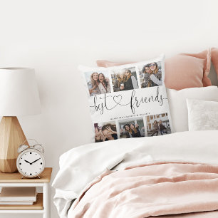 Best Friends Script Gift for Friends Photo Collage Kussen