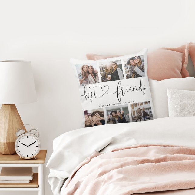 Best Friends Script Gift for Friends Photo Collage Kussen (Creator heeft geüpload)