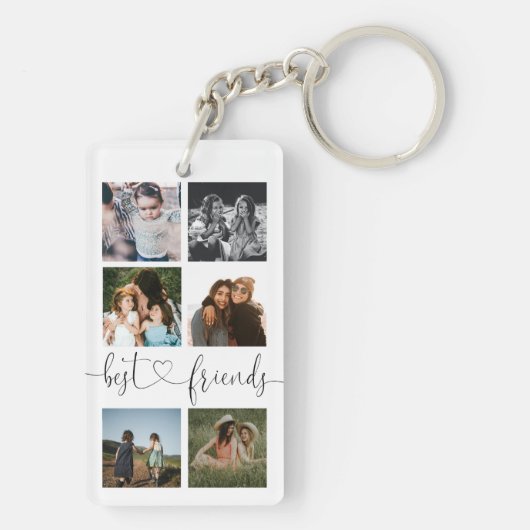 Best Friends Script Gift voor BFF's fotocollage Sleutelhanger (achterkant)