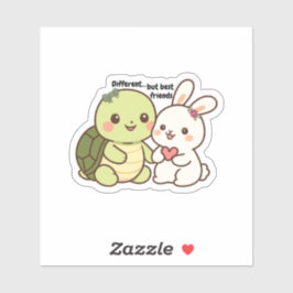 Best Friends Sticker Cute Turtle and Bunny