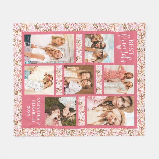 Best Friends Stylish BFF Friendship Pink Photo Fleece Deken (Voorkant (Horizontaal))