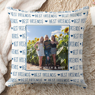 Best Friends Stylish Blue Friendship Foto Kussen