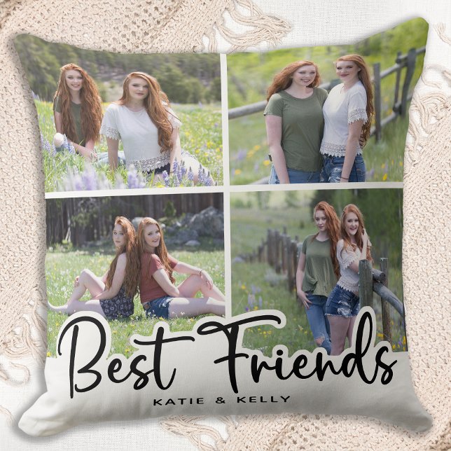 Best Friends Stylish Friendship Photo Collage Kussen (Creator heeft geüpload)