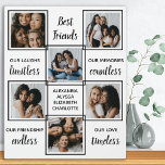 Best Friendship Gift Unieke Photo Collage Fotoplaat<br><div class="desc">Viel je beste vrienden met een aangepaste fotocollage in een zwart-wit design. Dit unieke gebaar van de beste vriend is het perfecte geschenk, of het nu een verjaardag is of Kerstmis. We hopen dat uw speciale beste vriendenkast nog jarenlang een schat in het belang zal worden. . Citaat "Beste vrienden......</div>