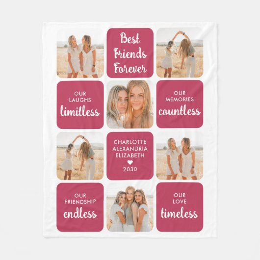 Best Friendship Poem Modern Photo Collage Fleece Deken (Voorkant)