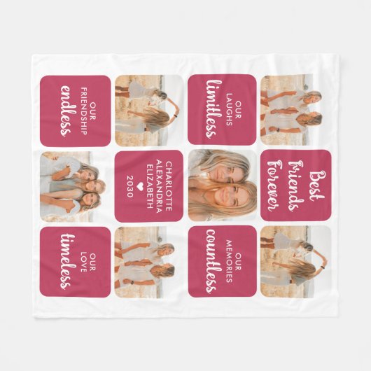 Best Friendship Poem Modern Photo Collage Fleece Deken (Voorkant (Horizontaal))