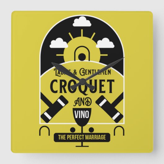 Best Funny Croquet Game Vierkante Klok (Voorkant)