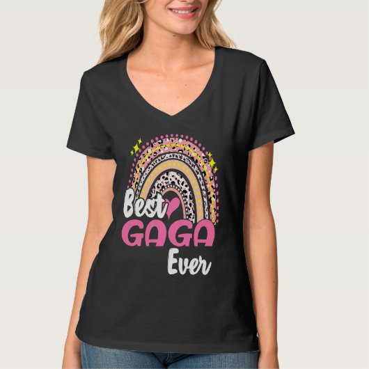 Best Gaga Ever  Pink Leopard Rainbow Mothers Day T-shirt (Voorkant)