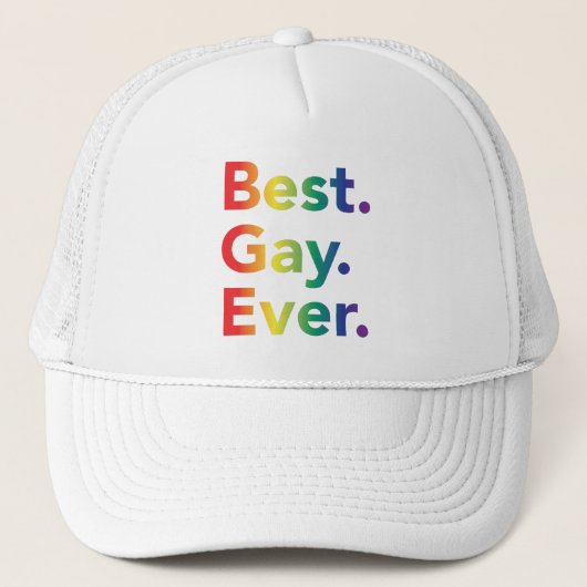 Best Gay Ever LGBT Rainbow Flag Trucker Pet (Voorkant)
