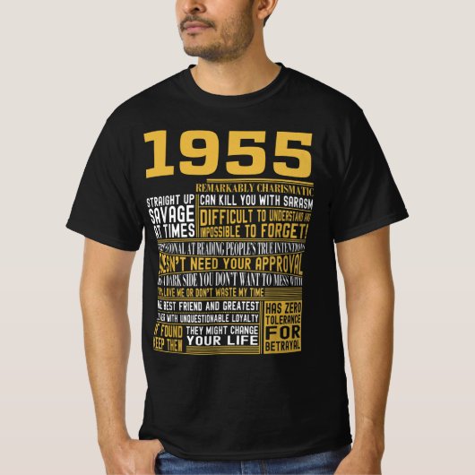 Best geboren in 1955 Feiten voor Mannen, vrouwen,  T-shirt (Voorkant)