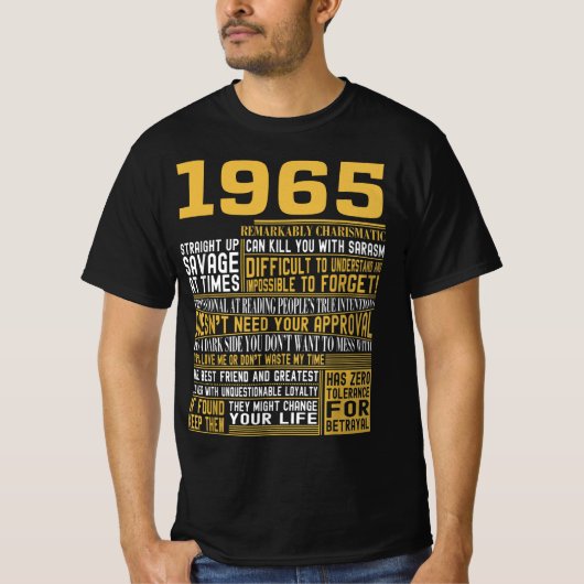 Best geboren in 1965 Feiten voor Mannen, vrouwen,  T-shirt (Voorkant)