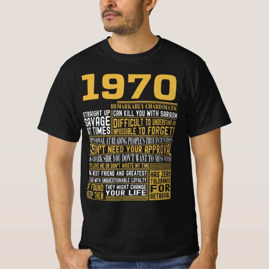 Best geboren in 1970 Feiten voor Mannen, vrouwen,  T-shirt (Voorkant)
