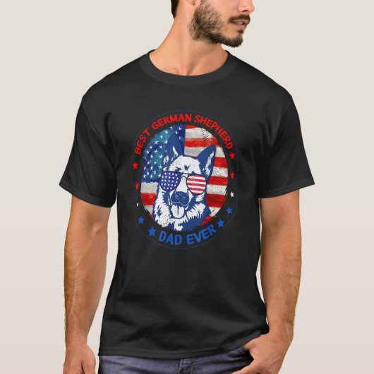Best German Shepherd Dad Ever American Flag Dog Fa T-shirt (Voorkant)