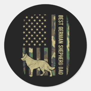 Best German Shepherd Dog Dad Camouflage American F Ronde Sticker
