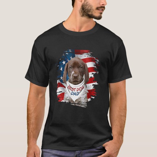 Best German Shorthaired Pointer Dog Dad Usa Flag F T-shirt (Voorkant)