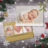 Best Gift Ever 4 Photo Kerstmis Baby Birth Gold Folie Feestdagenkaart