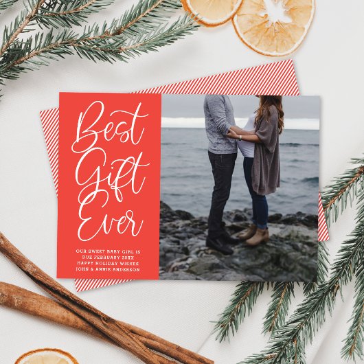 Best Gift Ever Baby Pregnancy Holiday Foto Feestdagenkaart