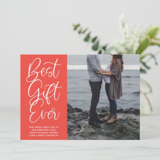 Best Gift Ever Baby Pregnancy Holiday Foto Feestdagenkaart (Staand voorkant)