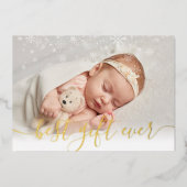 Best Gift Ever Birth Notice Photo Folie Card Folie Feestdagenkaart (Voorkant)
