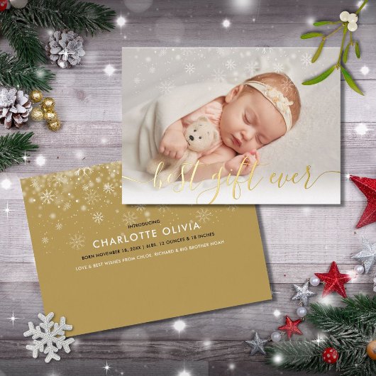 Best Gift Ever Birth Notice Photo Folie Card Folie Feestdagenkaart