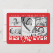 Best Gift Ever Grunge Typografie New Baby 5 Foto Aankondiging (Voorkant)