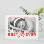 Best Gift Ever Grunge Typography New Baby Photo Feestdagenkaart (Staand voorkant)