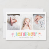 Best Gift Ever Holiday Multiple Photo Birth Aankondiging (Voorkant)