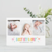 Best Gift Ever Holiday Multiple Photo Birth Aankondiging (Staand voorkant)