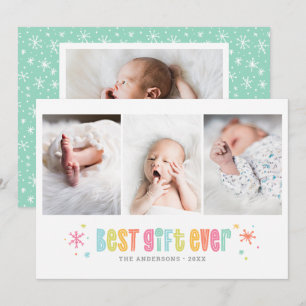 Best Gift Ever Holiday Multiple Photo Birth Aankondiging