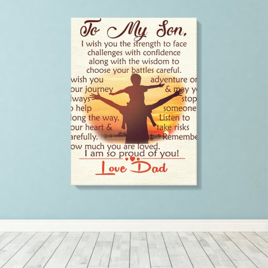 Best Gift For Son | To My Son Quotes Canvas Afdruk (Insitu (Houten vloer))