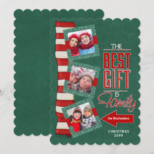 Best Gift is Family Green Chalkboard 3 Foto Feestdagenkaart