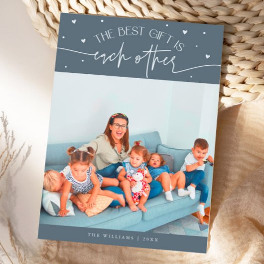 Best Gift Slate Blue Valentines Day Photo Feestdagenkaart